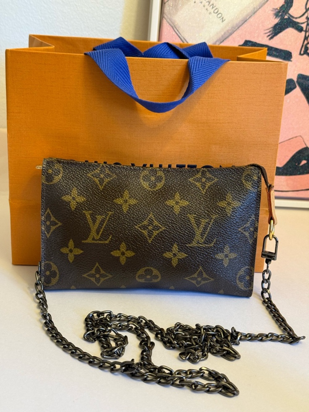 Authentic Louis Vuitton Monogram Bucket Pouch PM W Box/unbranded chain - Picture 3 of 14